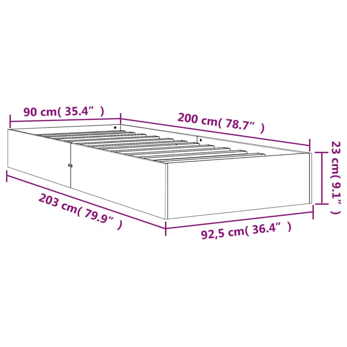 Bed Frame without Mattress Wax Brown 90x200 cm Solid Wood Pine