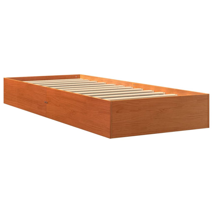 Bed Frame without Mattress Wax Brown 75x190 cm Small Single Solid Wood Pine