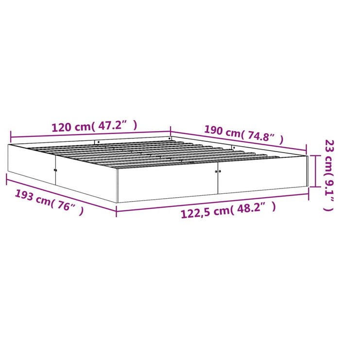 Bed Frame without Mattress Wax Brown 120x190 cm Small Double Solid Wood Pine