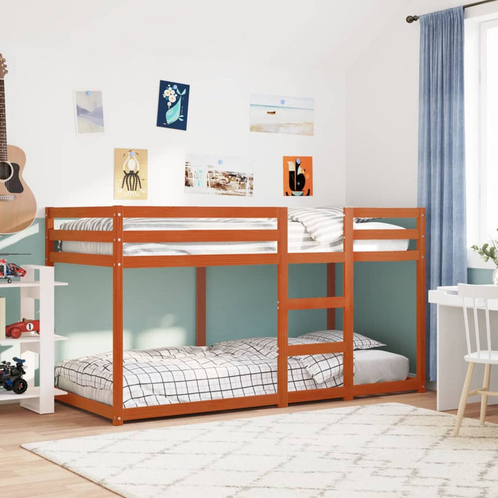 Bunk Bed without Mattress Wax Brown 75x190 cm Small Single Solid Wood Pine