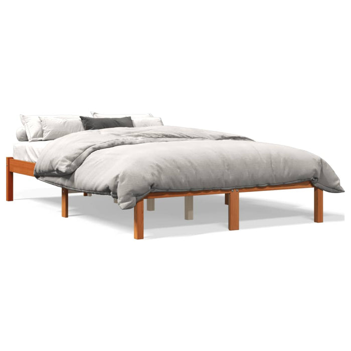 Bed Frame without Mattress Wax Brown 140x190 cm Solid Wood Pine