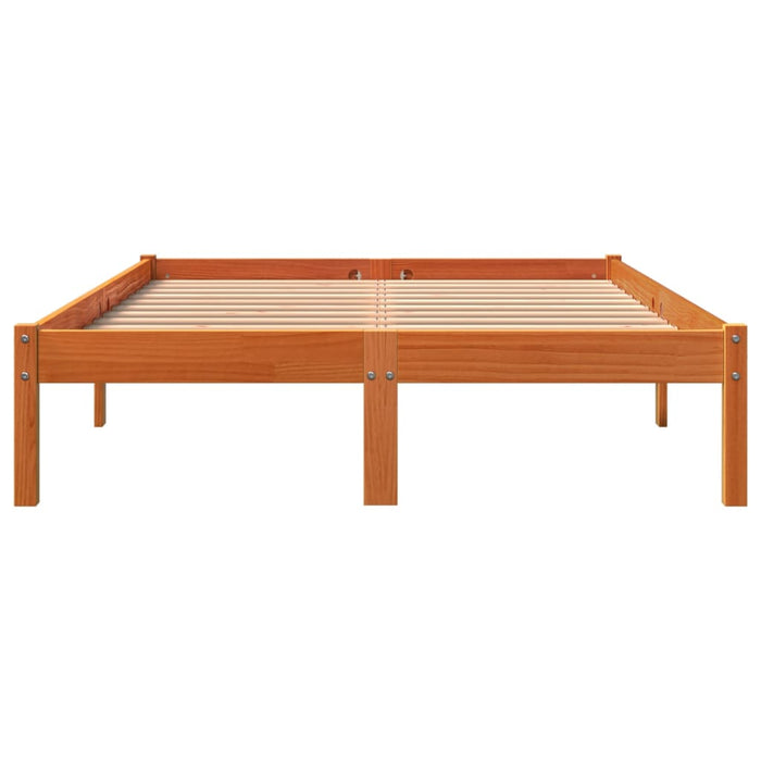 Bed Frame without Mattress Wax Brown 140x190 cm Solid Wood Pine