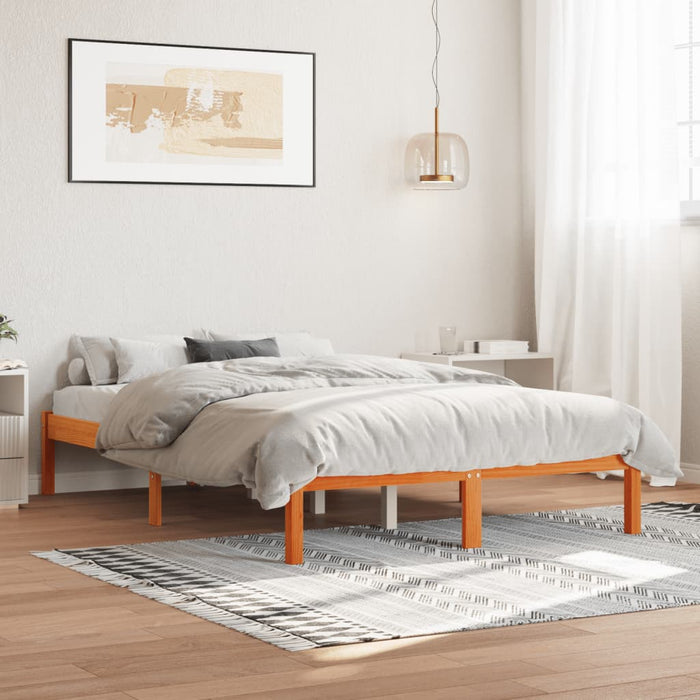 Bed Frame without Mattress Wax Brown 140x190 cm Solid Wood Pine