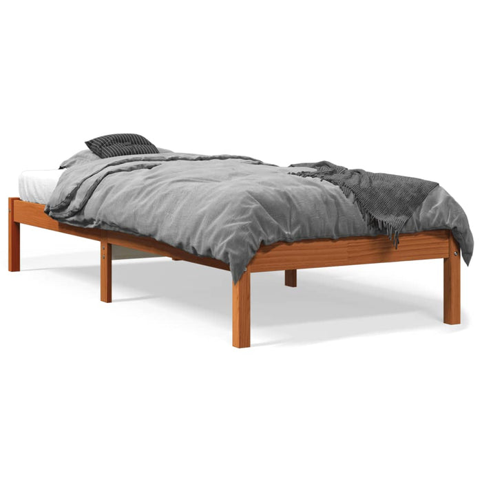 Bed Frame without Mattress Wax Brown 90x200 cm Solid Wood Pine