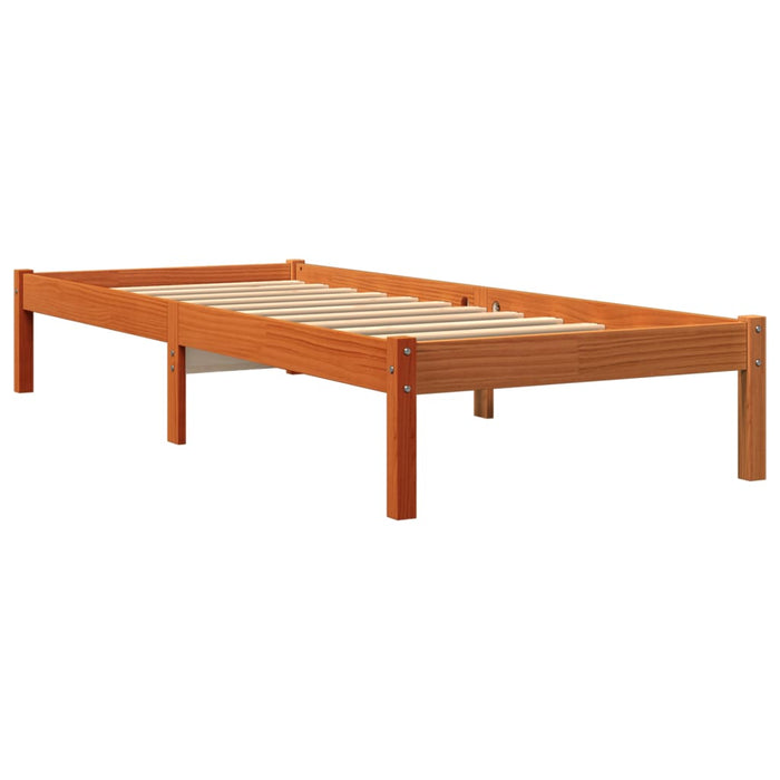 Bed Frame without Mattress Wax Brown 90x200 cm Solid Wood Pine