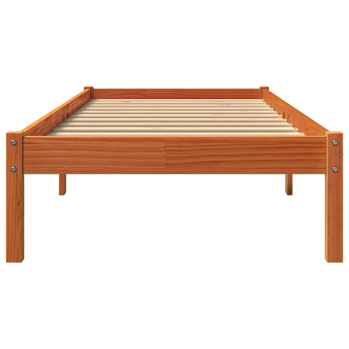 Bed Frame without Mattress Wax Brown 90x200 cm Solid Wood Pine