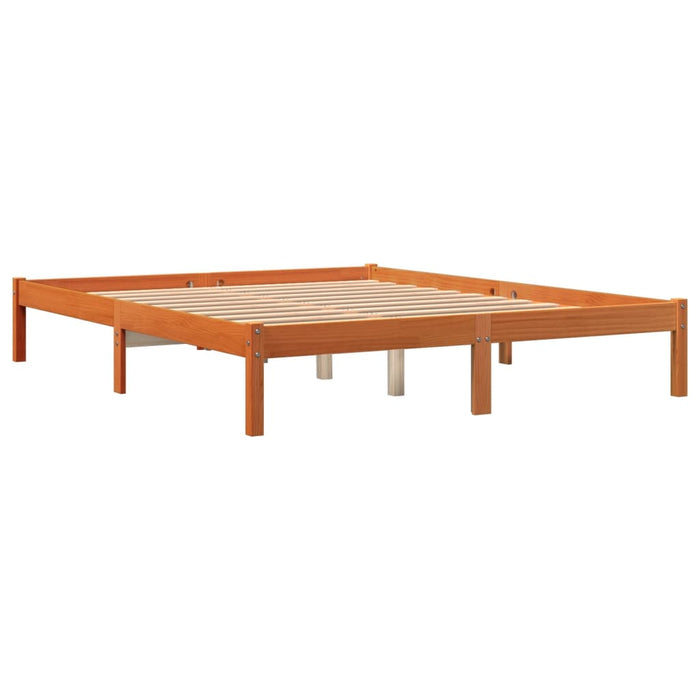 Bed Frame without Mattress Wax Brown 150x200 cm King Size Solid Wood Pine