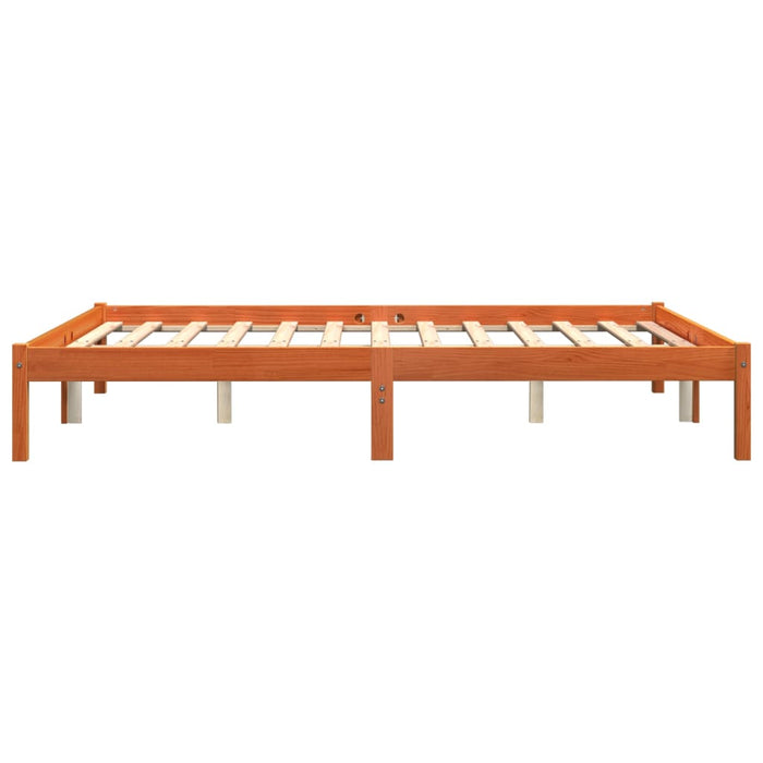 Bed Frame without Mattress Wax Brown 150x200 cm King Size Solid Wood Pine