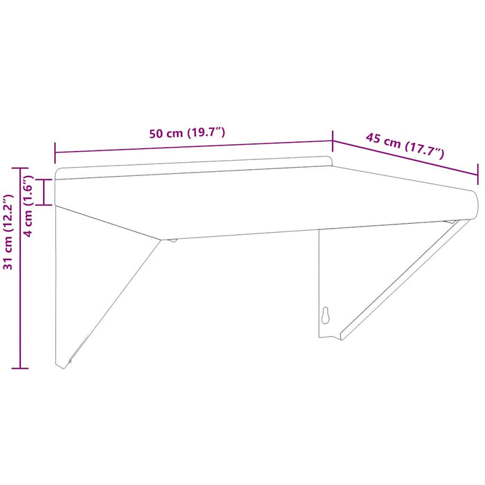 Wall Shelf 50x45x31 cm Silver Stainless Steel