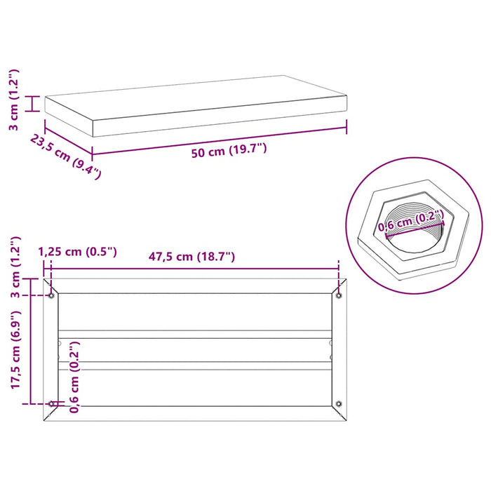 Wall Shelves 2 pcs 50x23.5x3 cm Silver Stainless Steel