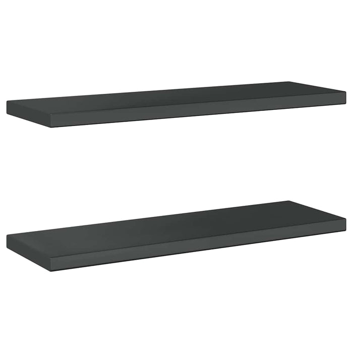 Wall Shelves 2 pcs 75x23.5x3 cm Black Stainless Steel