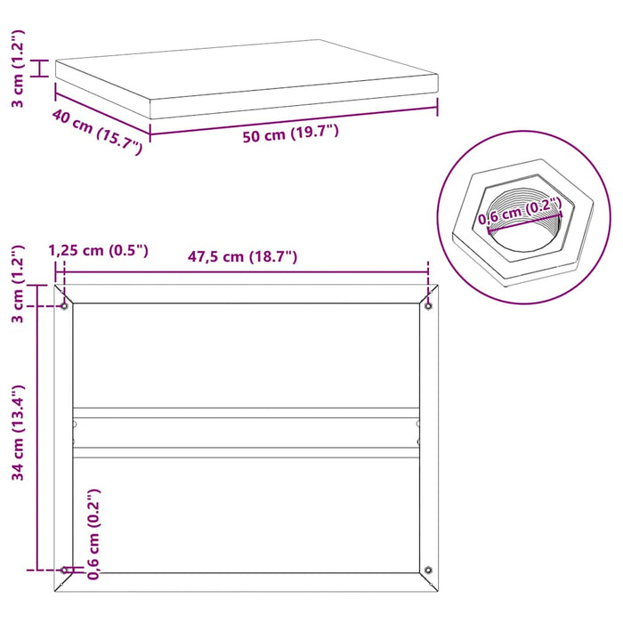 Wall Shelves 2 pcs 50x40x3 cm Black Stainless Steel