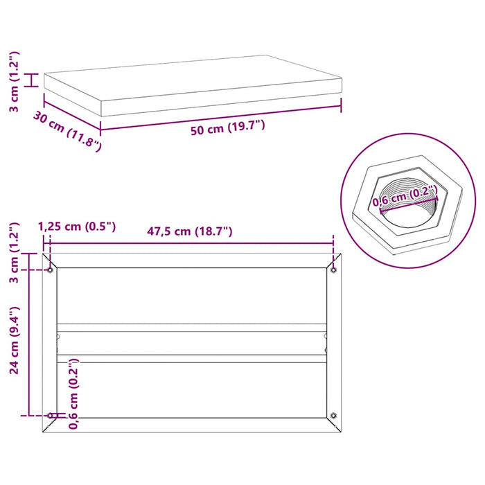 Wall Shelves 2 pcs 50x30x3 cm Black Stainless Steel