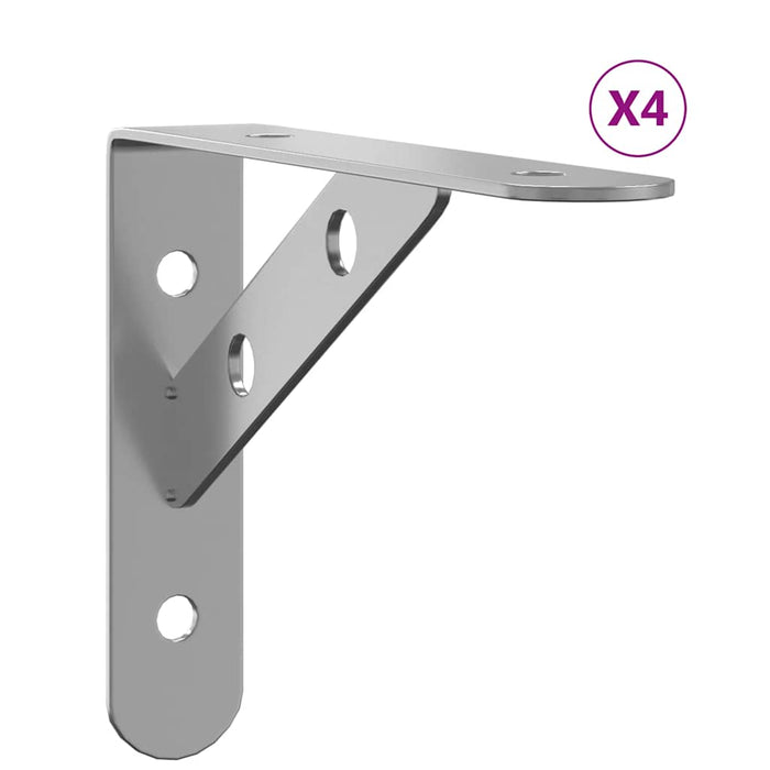 Shelf Brackets 4 pcs 15x2.5x11.5 cm Silver Stainless Steel