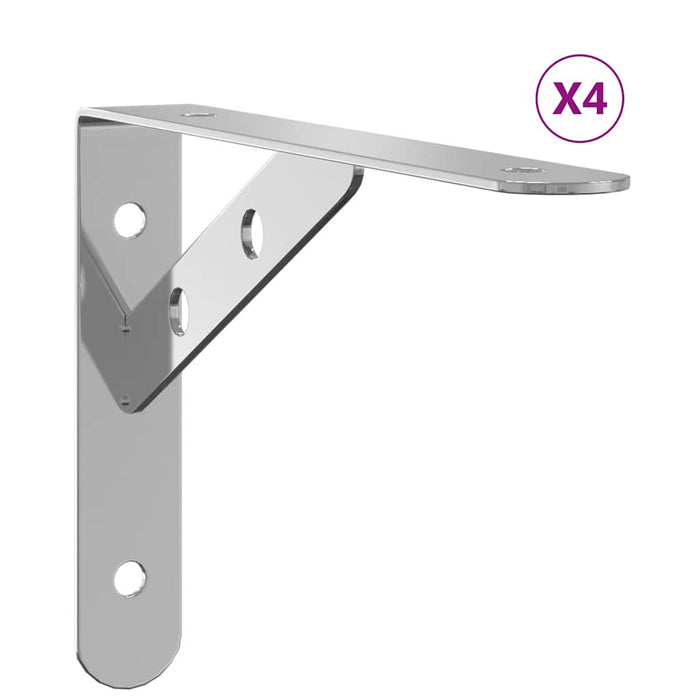 Shelf Brackets 4 pcs 20x2.5x14 cm Silver Stainless Steel