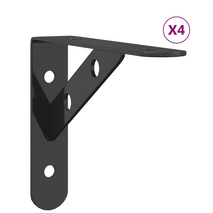 Shelf Brackets 4 pcs 15x2.5x11.5 cm Black Stainless Steel