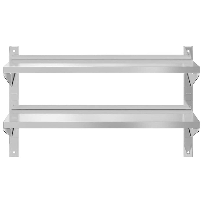 2-Tier Wall Shelf 100x40x60 cm Silver Stainless Steel