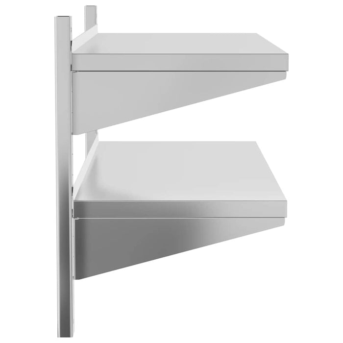 2-Tier Wall Shelf 100x40x60 cm Silver Stainless Steel