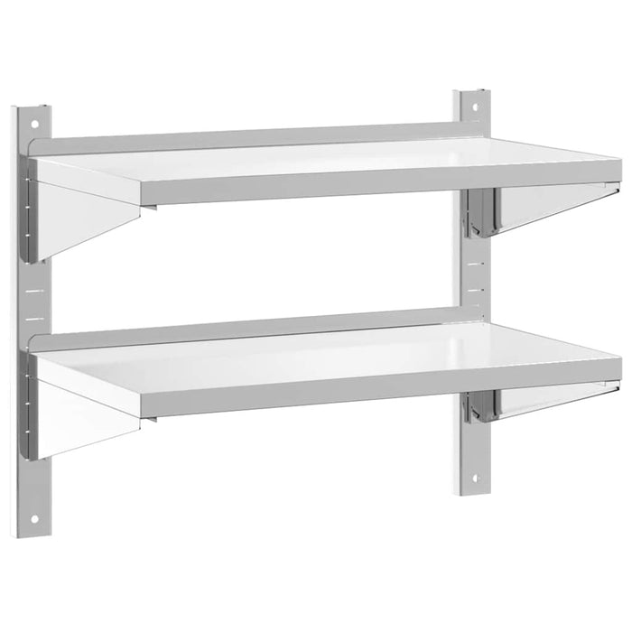 2-Tier Wall Shelf 75x40x60 cm Silver Stainless Steel