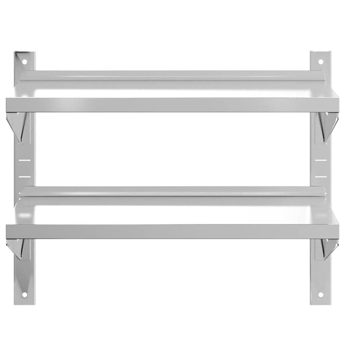 2-Tier Wall Shelf 75x40x60 cm Silver Stainless Steel