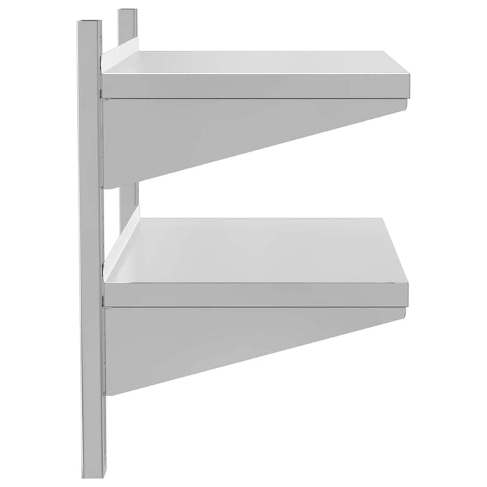 2-Tier Wall Shelf 75x40x60 cm Silver Stainless Steel