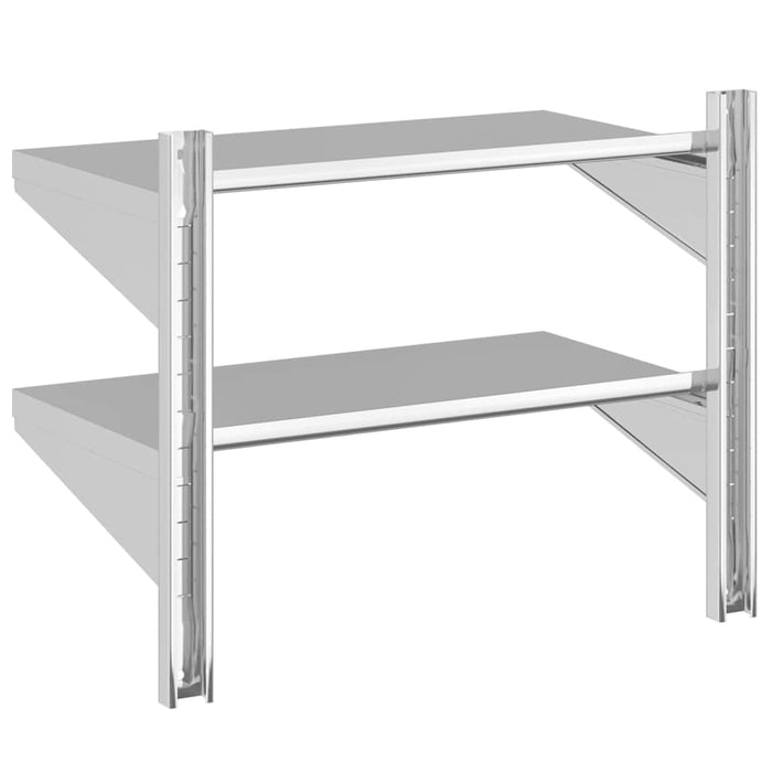 2-Tier Wall Shelf 75x40x60 cm Silver Stainless Steel