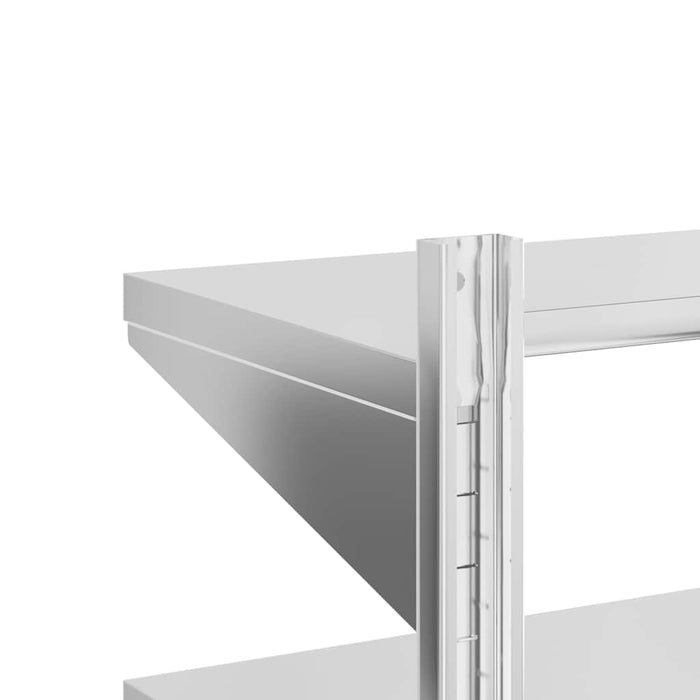 2-Tier Wall Shelf 75x40x60 cm Silver Stainless Steel