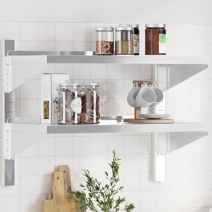 2-Tier Wall Shelf 75x40x60 cm Silver Stainless Steel