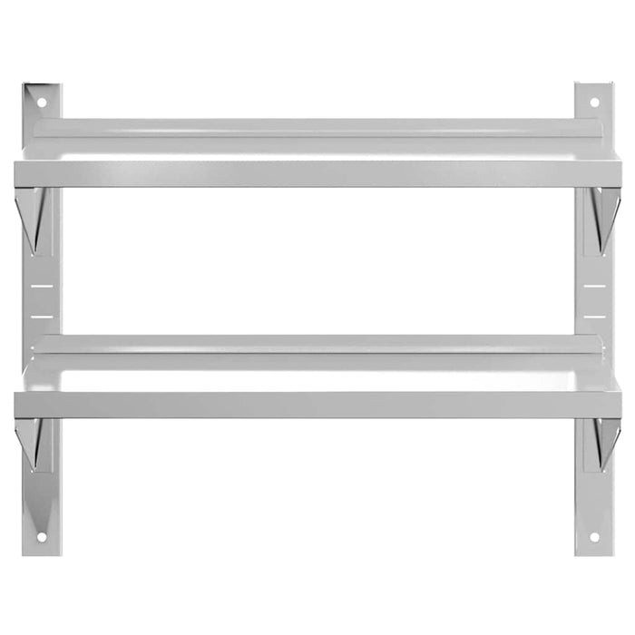 2-Tier Wall Shelf 75x30x60 cm Silver Stainless Steel