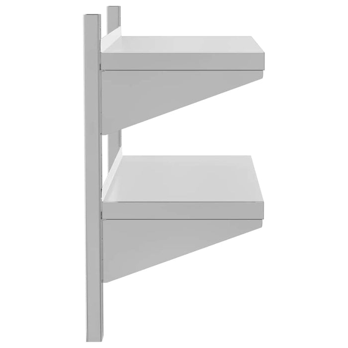 2-Tier Wall Shelf 75x30x60 cm Silver Stainless Steel