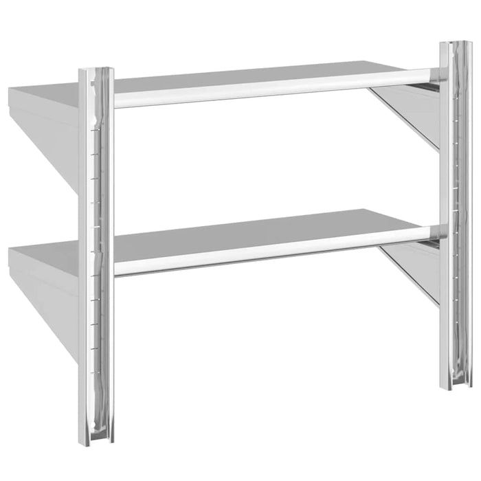 2-Tier Wall Shelf 75x30x60 cm Silver Stainless Steel