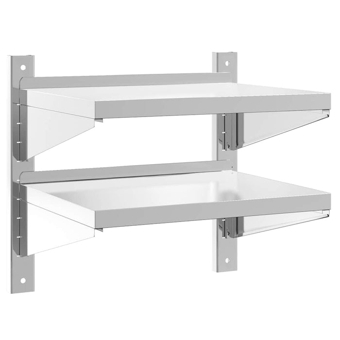 2-Tier Wall Shelf 50x40x48 cm Silver Stainless Steel