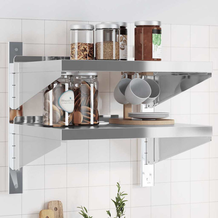 2-Tier Wall Shelf 50x40x48 cm Silver Stainless Steel