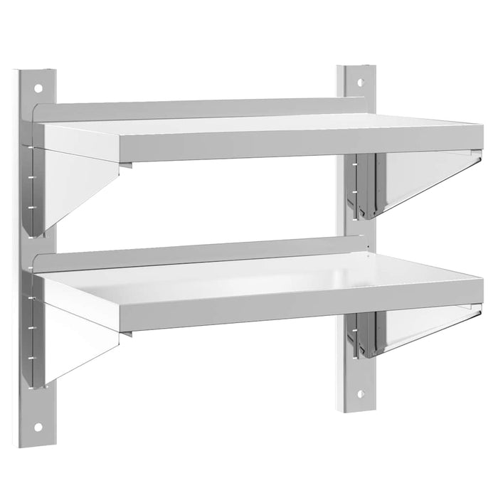 2-Tier Wall Shelf 50x30x48 cm Silver Stainless Steel