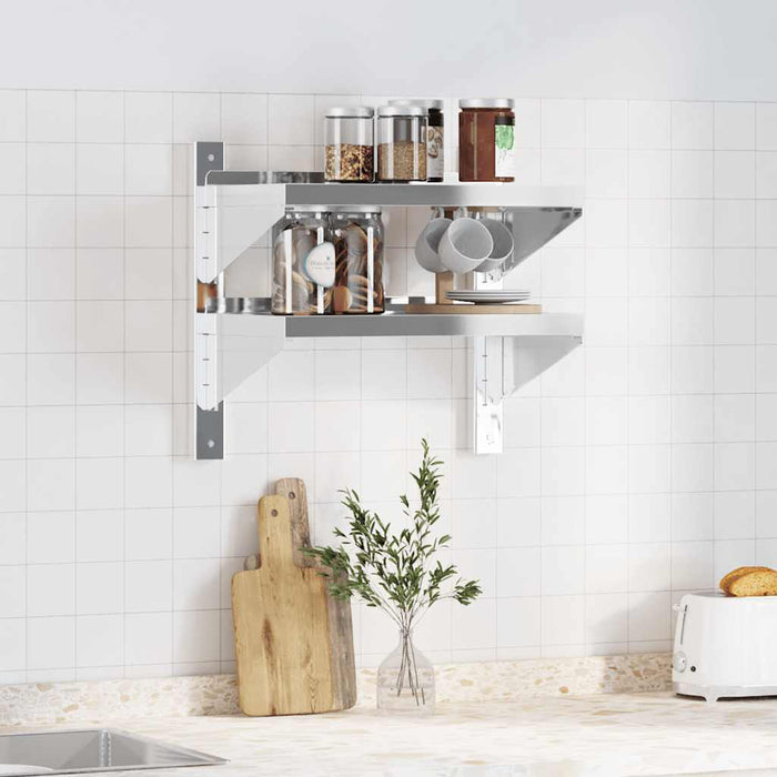 2-Tier Wall Shelf 50x30x48 cm Silver Stainless Steel