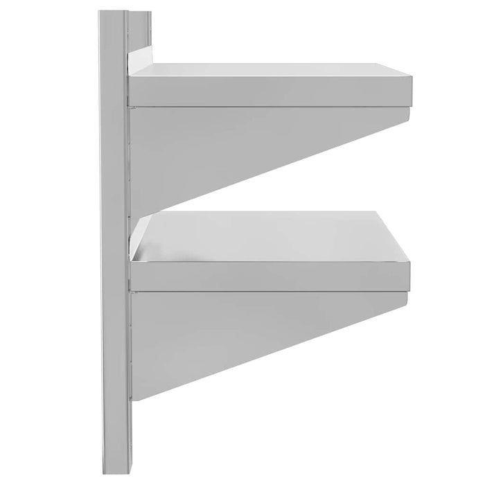 2-Tier Wall Shelf 50x30x48 cm Silver Stainless Steel