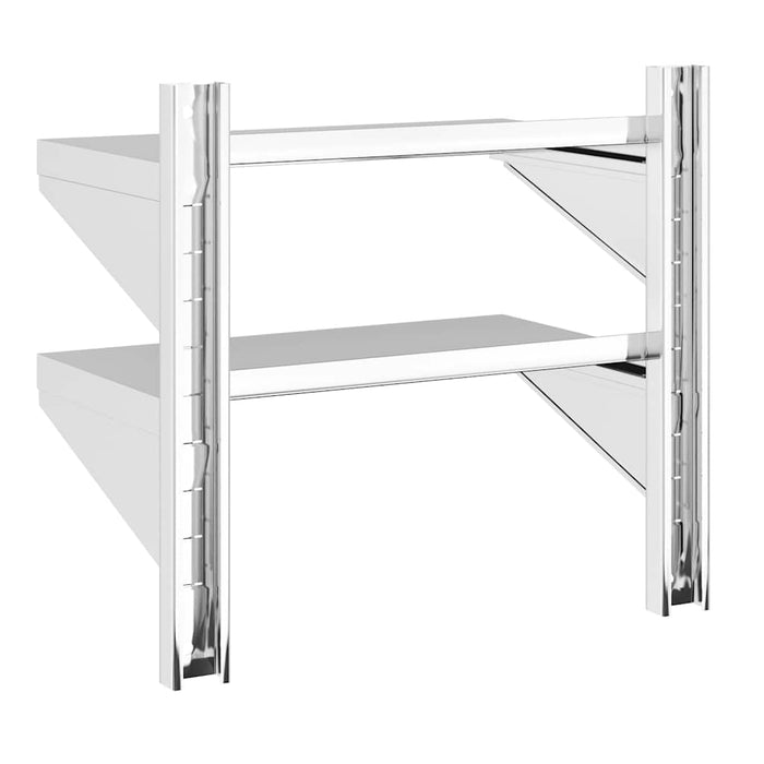 2-Tier Wall Shelf 50x30x48 cm Silver Stainless Steel