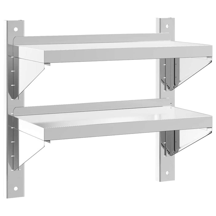 2-Tier Wall Shelf 50x23.5x48 cm Silver Stainless Steel