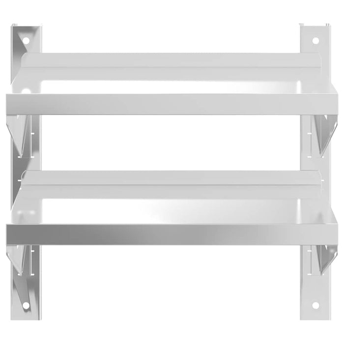 2-Tier Wall Shelf 50x23.5x48 cm Silver Stainless Steel