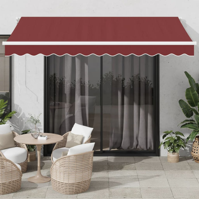 Automatic Retractable Awning with LED Burgundy 350x250 cm