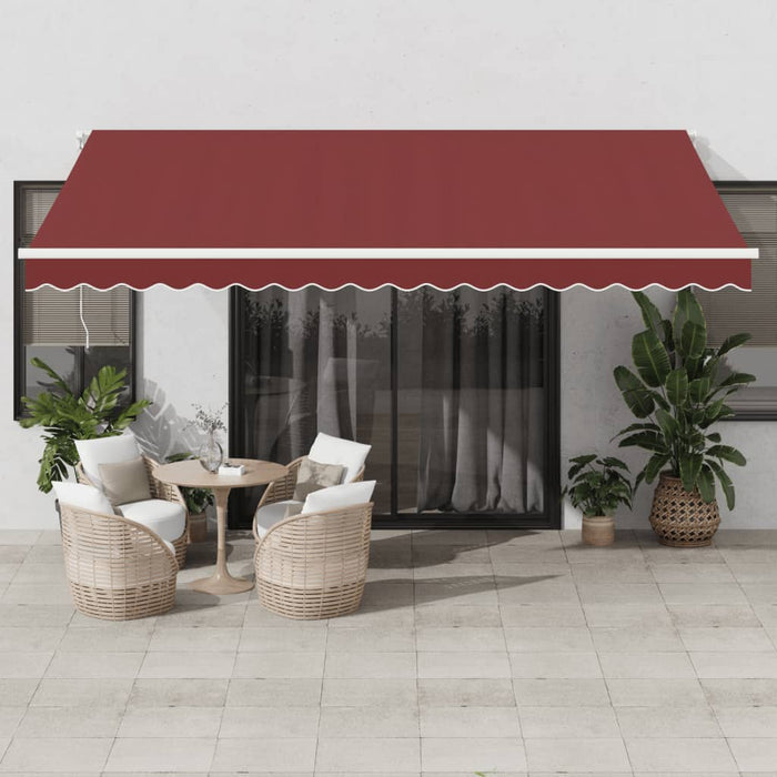 Automatic Retractable Awning with LED Burgundy 450x300 cm