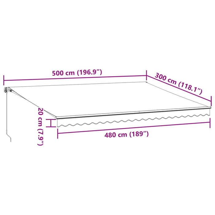 Manual Retractable Awning with LED Burgundy 500x300 cm