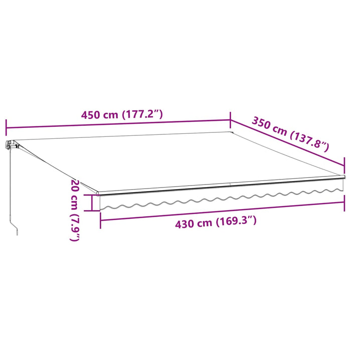 Manual Retractable Awning with LEDs Burgundy 450x350 cm