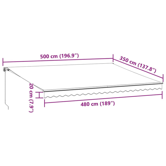 Manual Retractable Awning Burgundy 500x350 cm