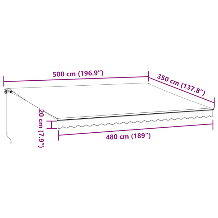 Manual Retractable Awning with LEDs Burgundy 500x350 cm