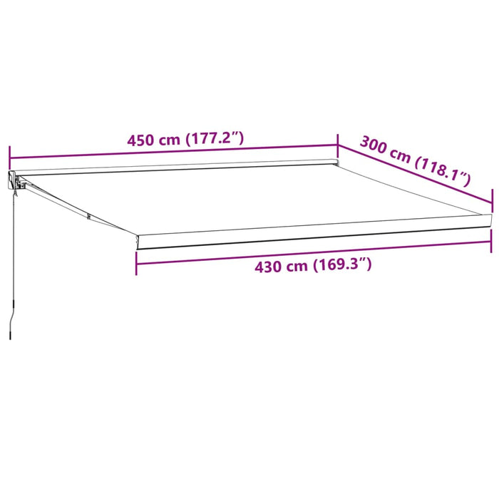 Manual Retractable Awning Burgundy 450x300 cm