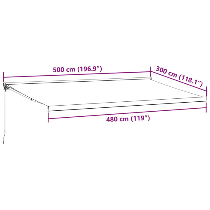 Manual Retractable Awning Burgundy 500x300 cm