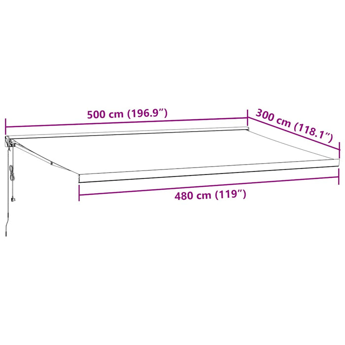 Automatic Retractable Awning Burgundy 500x300 cm