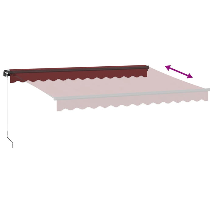 Manual Retractable Awning with LEDs Burgundy 350x250 cm