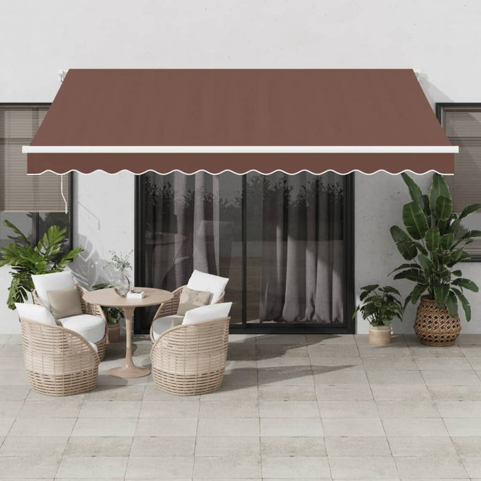 Automatic Retractable Awning with LED Brown 400x300 cm